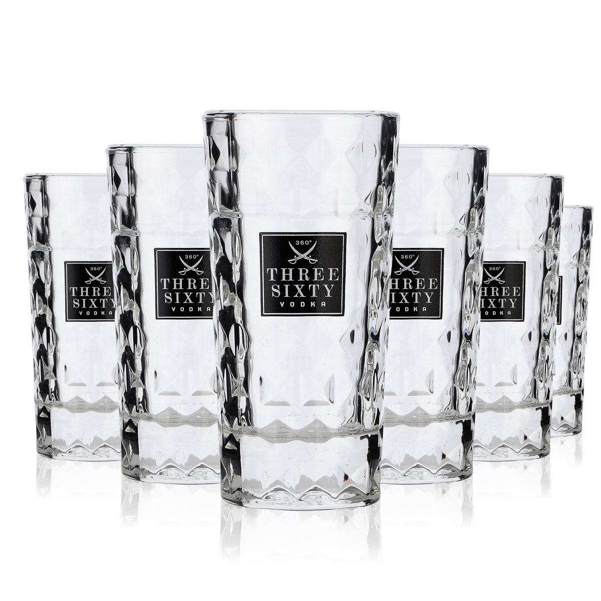 6x Three Sixty Kieliszki do sznapsa 4 cl Zestaw kieliszków do shotów Krótkie kieliszki do wódki Relief-Design