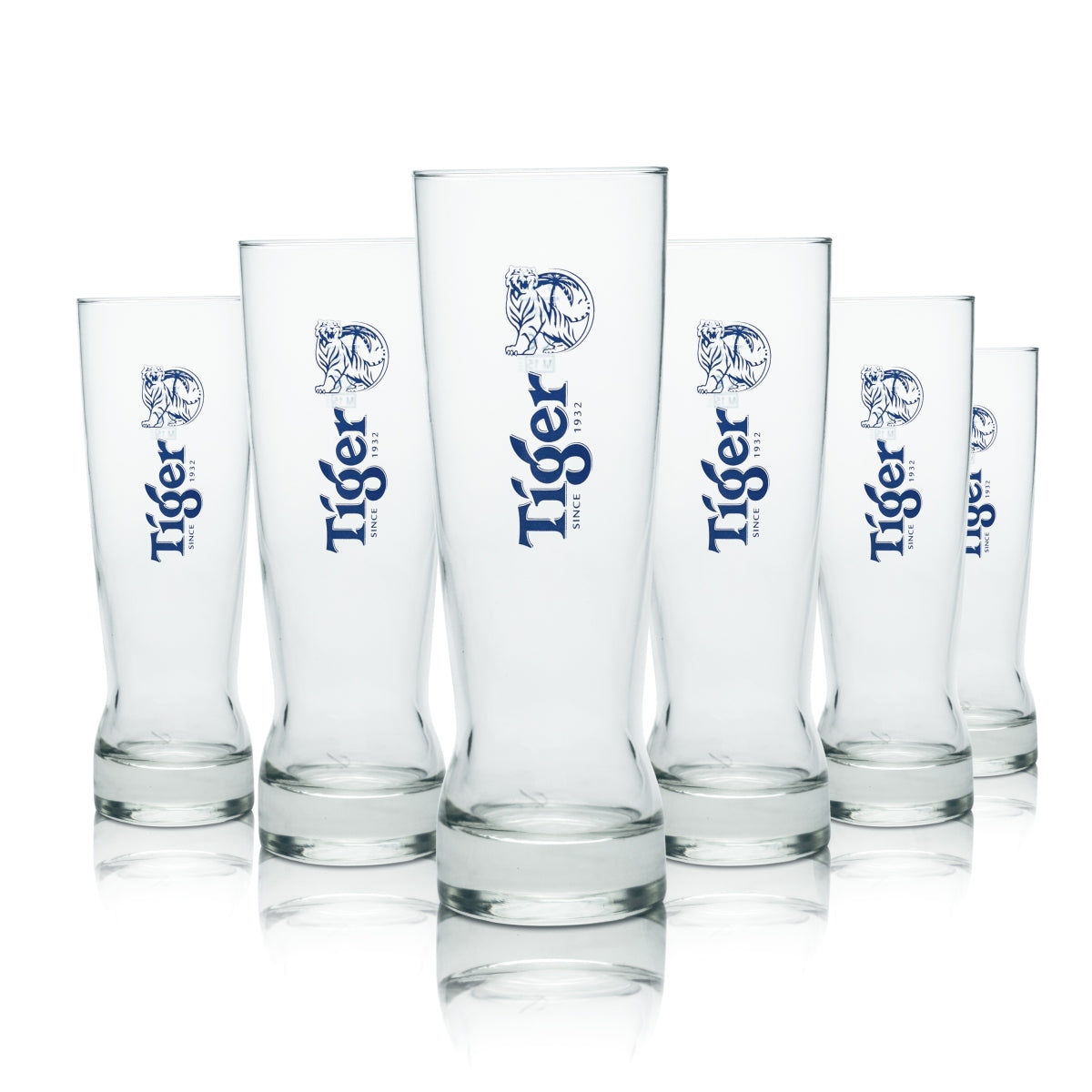 6x Tiger Glass 0,4l Szklanki do piwa Singapur Aisan Lager Brewery Gastro Oak