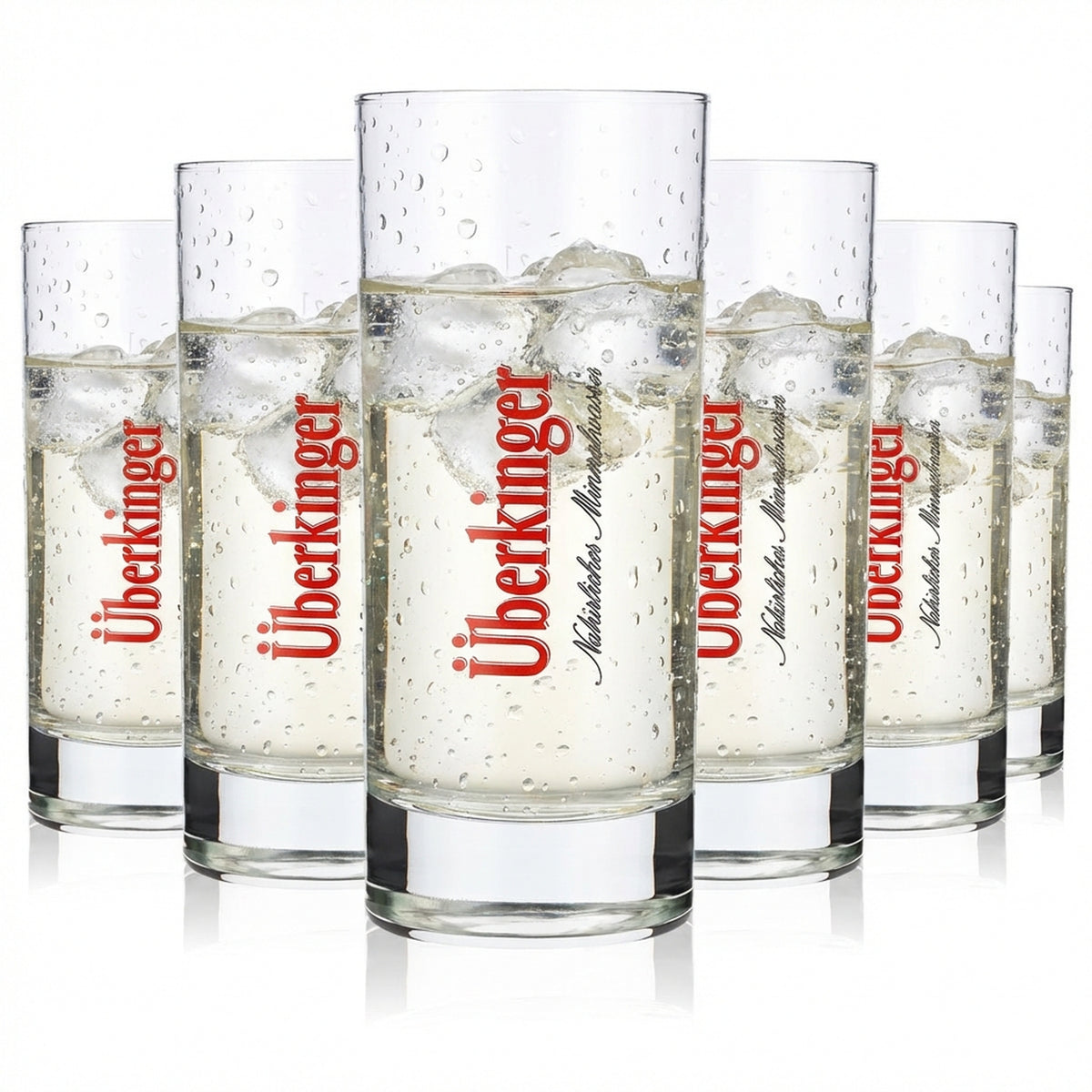 6x Überkinger szklanka do wody 0,2 l Szklanki Szklanki do wody Szklanka z czerwonym logo Rastal