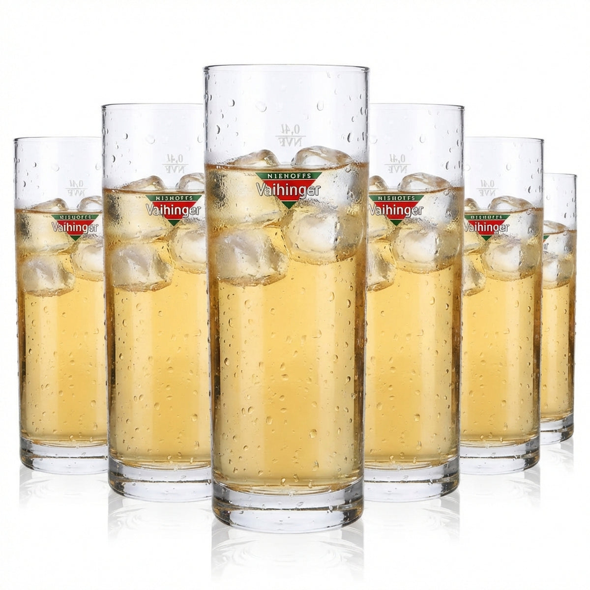 6x szklanki do soku Vaihinger Szklanki do soku 0,4 l Willi_Becher Kolorowe logo