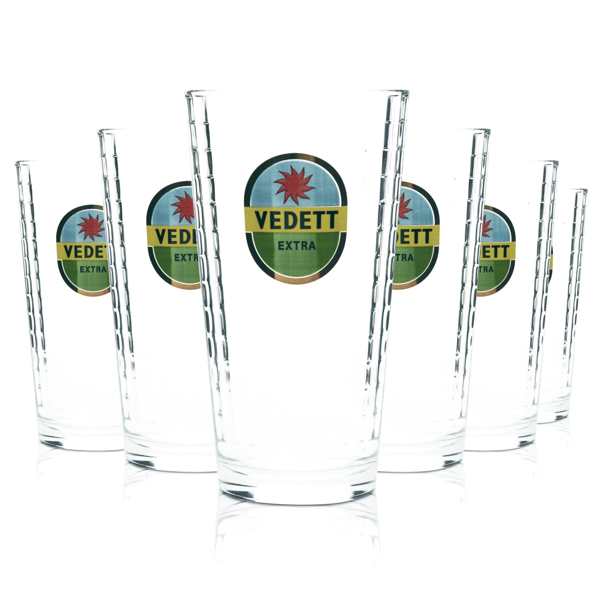 6x szklanka do piwa Vedett 0,33 l kubek „Extra” szklanki z reliefem Beer Belgium Craft Pils 33 cl
