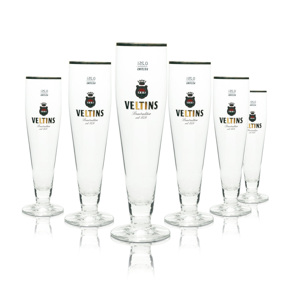 6x Szklanka do Piwa Veltins 0,25l Tulip Gold Rim Ritzenhoff Goblet Glasses Pils Brewery