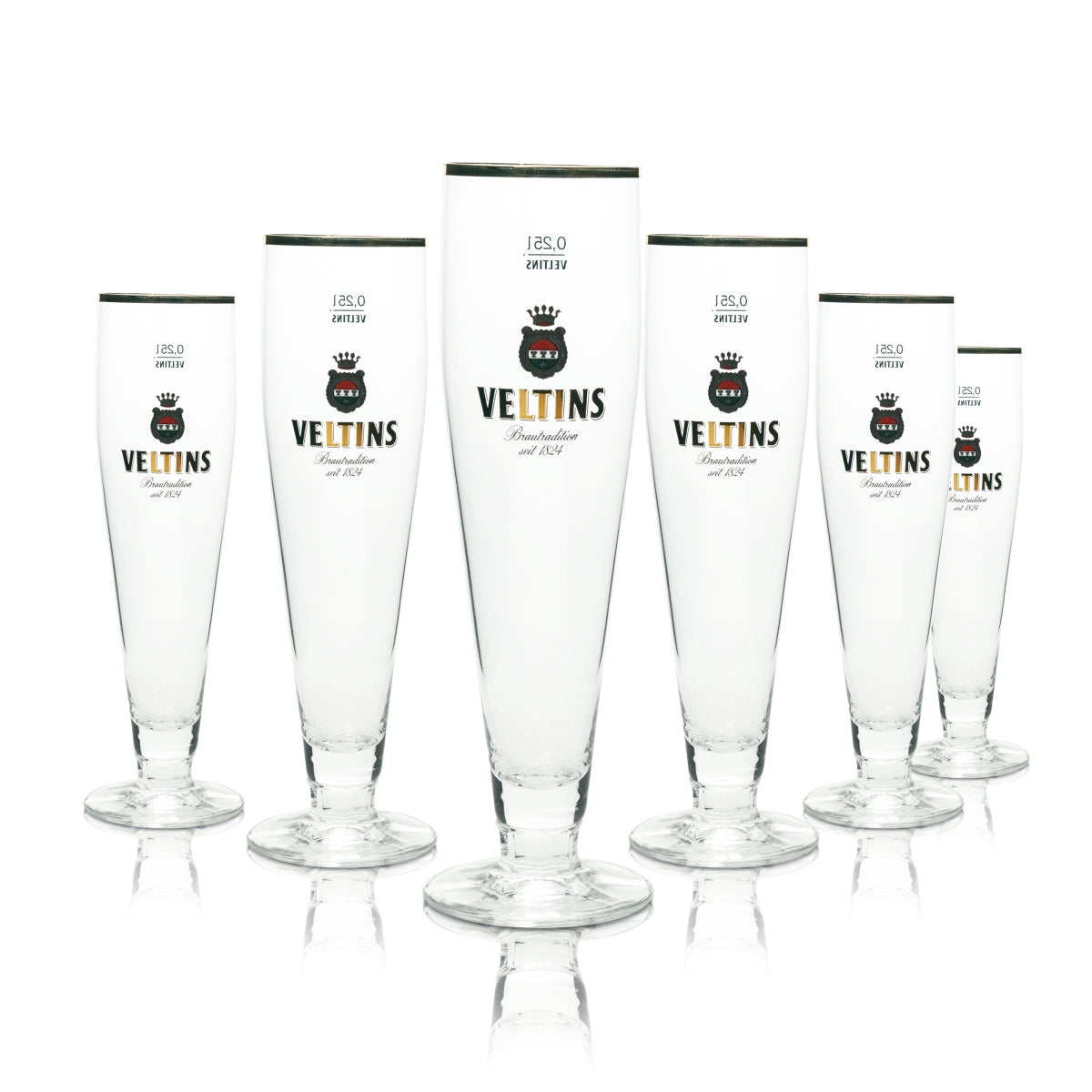 6x Szklanka do Piwa Veltins 0,25l Tulip Gold Rim Ritzenhoff Goblet Glasses Pils Brewery