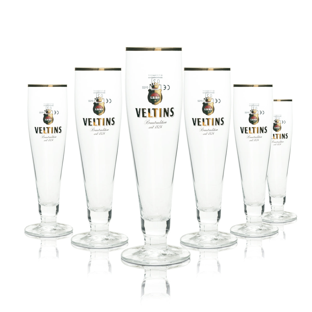 6x szklanka do piwa Veltins 0,2 l Pokal Goldrand Ritzenhoff Tulpe Gläser Pils Export