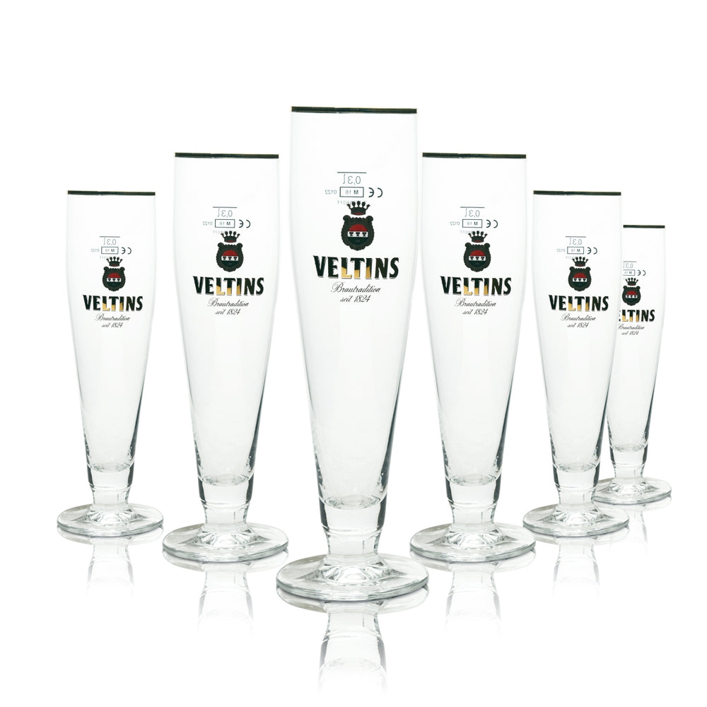 6x Veltins szklanka do piwa 0,3l goblet złota obręcz Ritzenhoff tulipan szklanki Pils Export
