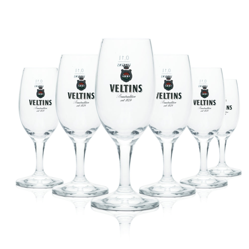 6x szkło Veltins 0,1l goblet tulipan piwo pilsner lager szklanki browar gastro kalibrowane