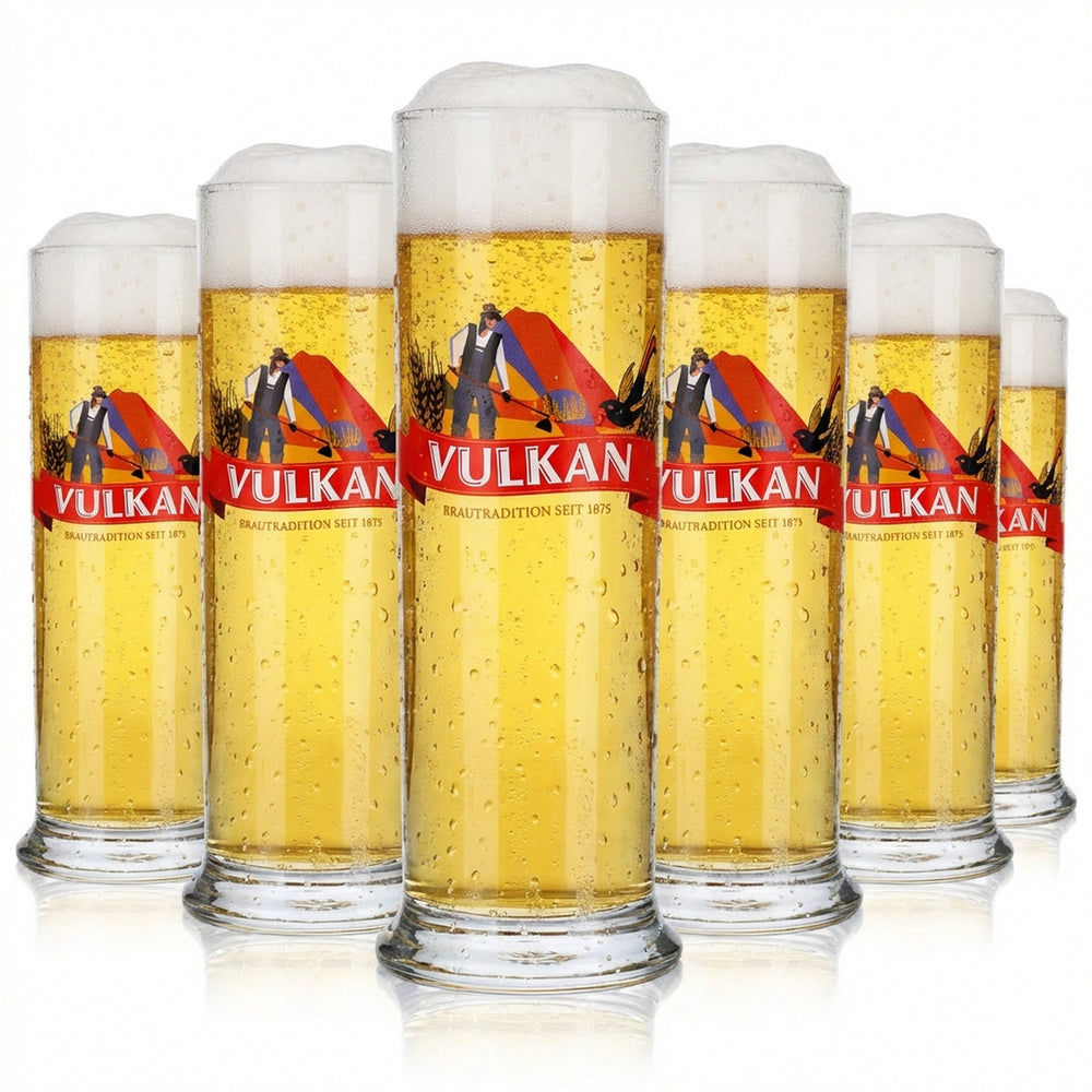 6x szklanka do piwa Vulkanbräu 0,3 l Szklanki do piwa Szklanka do piwa z uchwytem Czerwony baner
