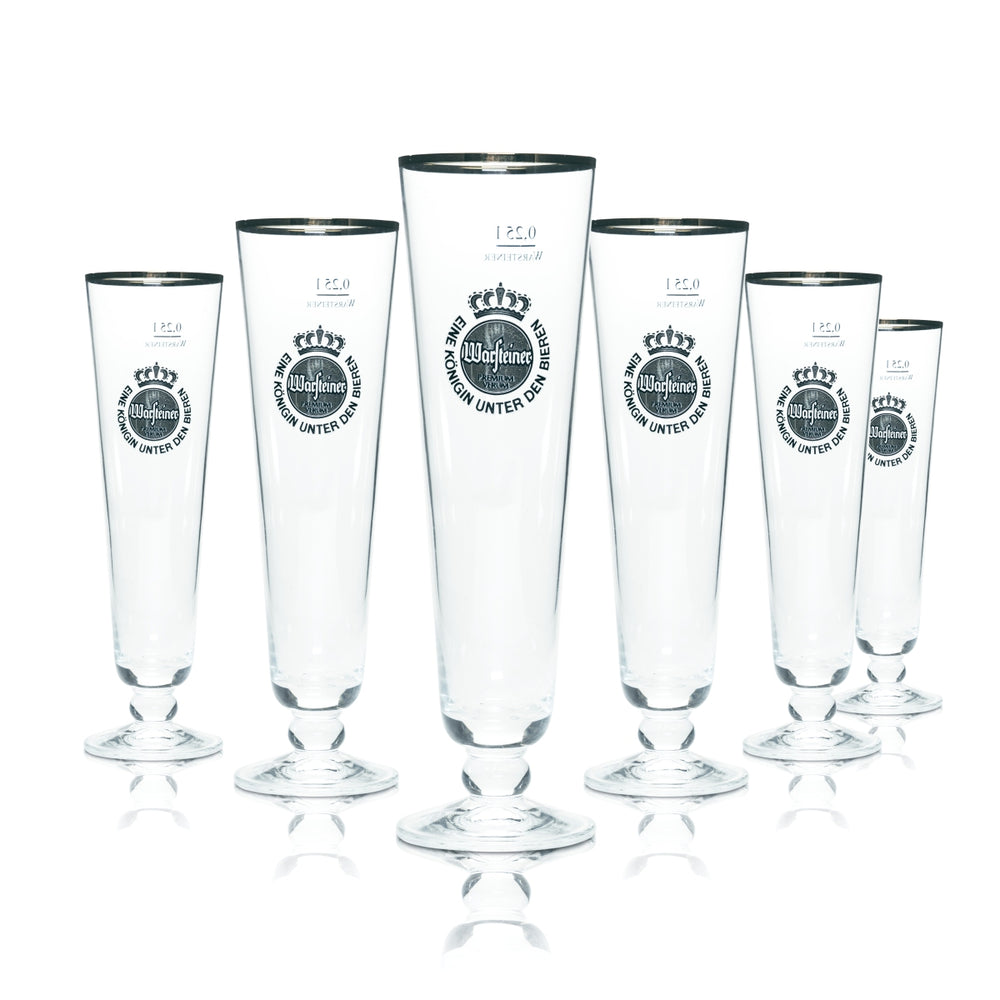 6x szklanka do piwa Warsteiner 0,25l goblet tulipan złota obręcz szklanki browar Gastro Pils