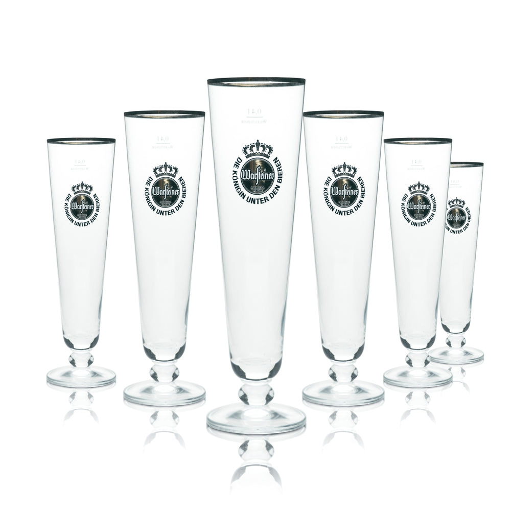 6x Warsteiner Beer Glass 0,4l Goblet Tulip Gold Rim Glasses Gastro Bar Pils Beer