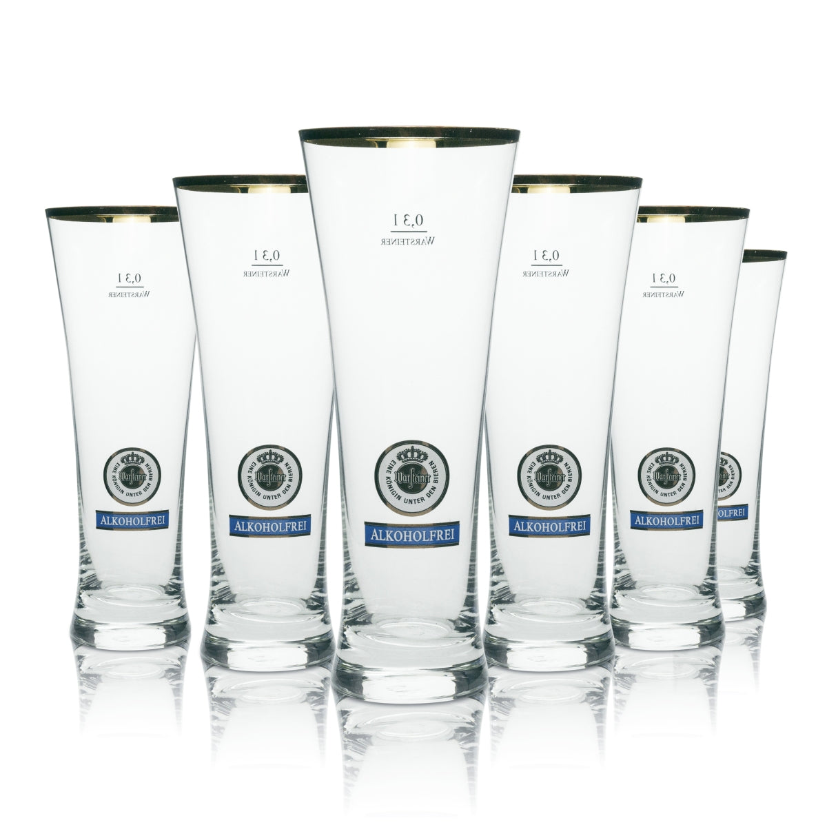 6x szklanka do piwa bezalkoholowego Warsteiner 0,3l ze złotą obwódką