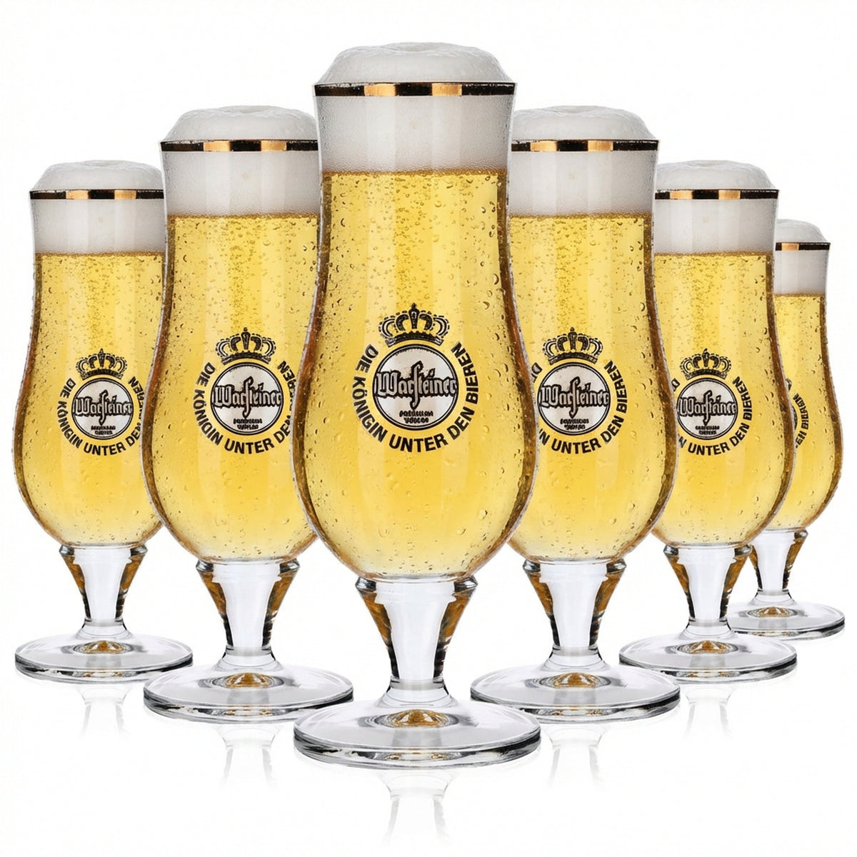 6x szklanka do piwa Warsteiner 0,25 l, gruba, z złotym brzegiem