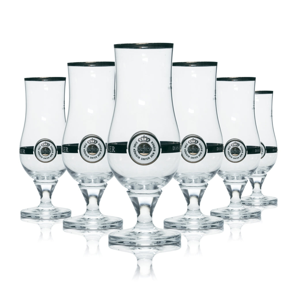 6x Warsteiner Glass 0,25l Beer Goblet Tulip Gold Rim Glasses Brewery Pils Gastro