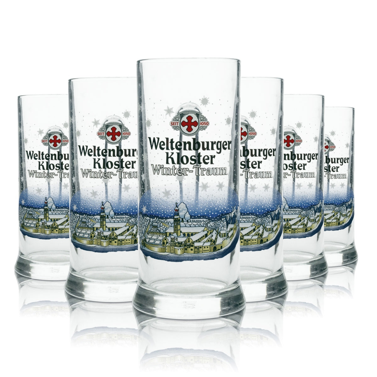 6x szklany kufel do piwa Weltenburger Kloster Winter Dream 0.5l Sahm
