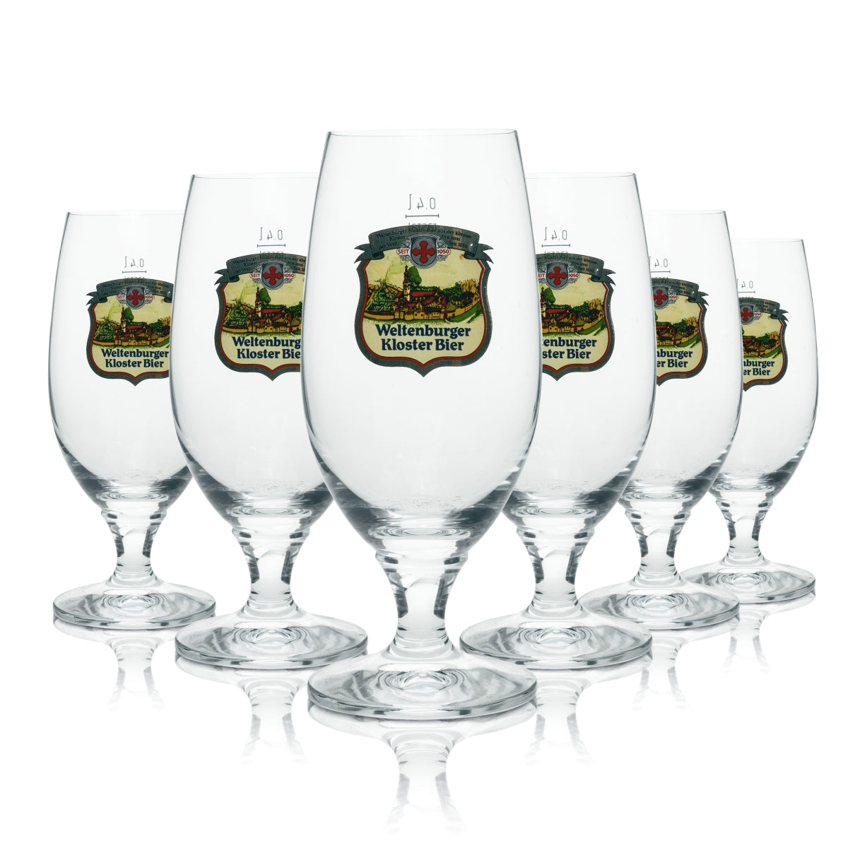 6x Weltenburger Kloster szklany kielich do piwa 0.4l duże logo Rastal