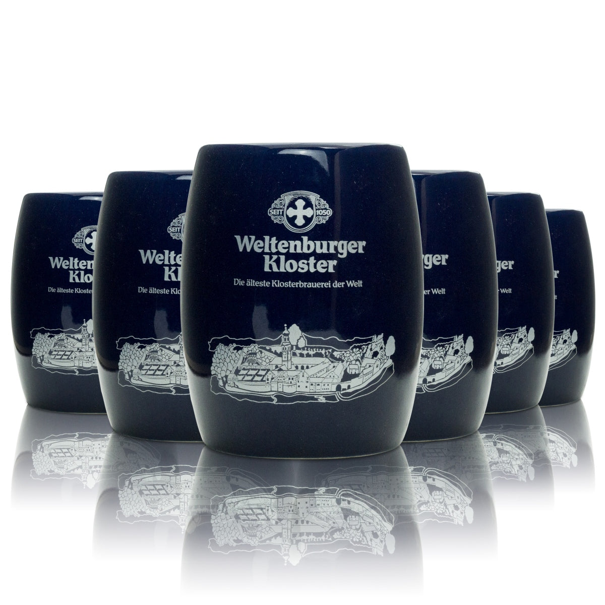 6x Weltenburger Kloster szklany gliniany kufel do piwa kobaltowo-niebieski 0,5l