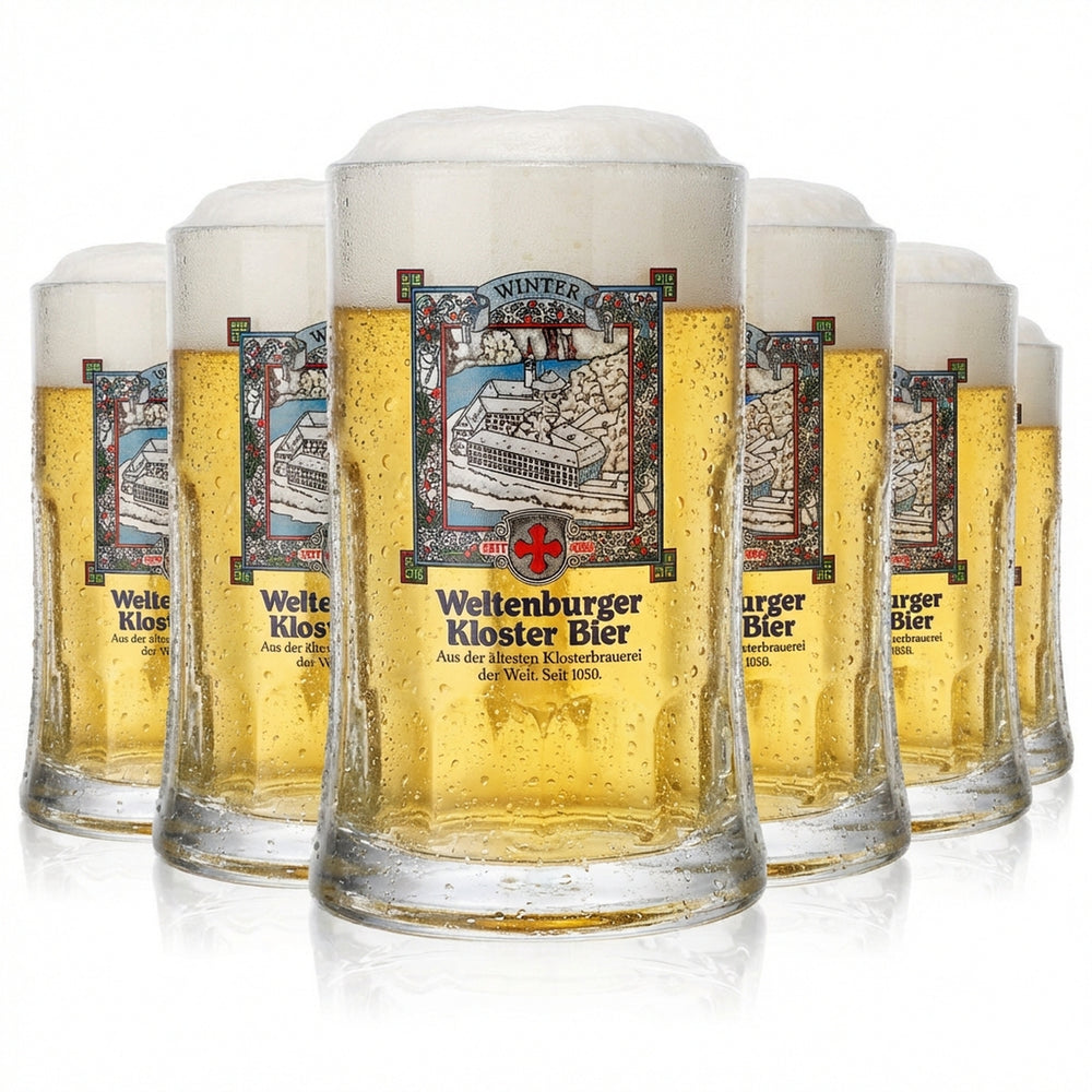 6x Szklanka do piwa Weltenburger Kloster Seidel 0,4 l Krug „Winter” Sahm Salzburg