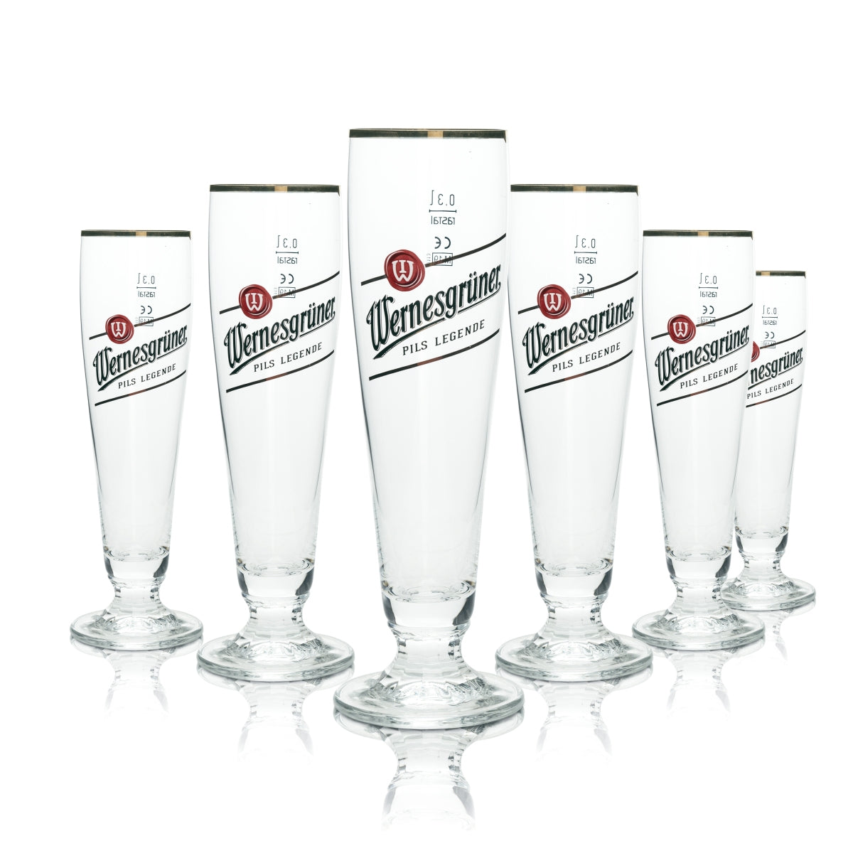 6x Wernesgrüner Beer Glass 0,3l Goblet Pils Legend Rastal Tulip Glasses Beer Bar