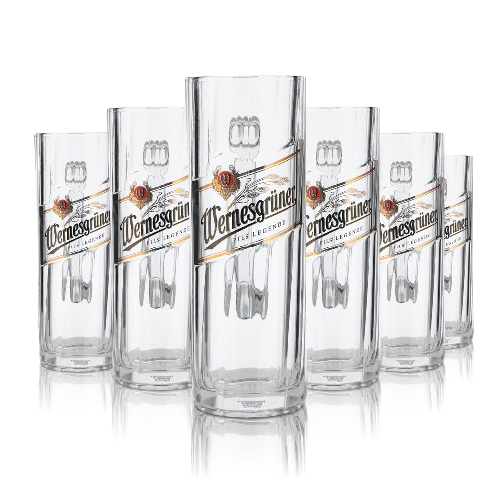 6x szkło Wernesgrüner 0,3 litra kufel do piwa zestaw szklanek browar Pilsener