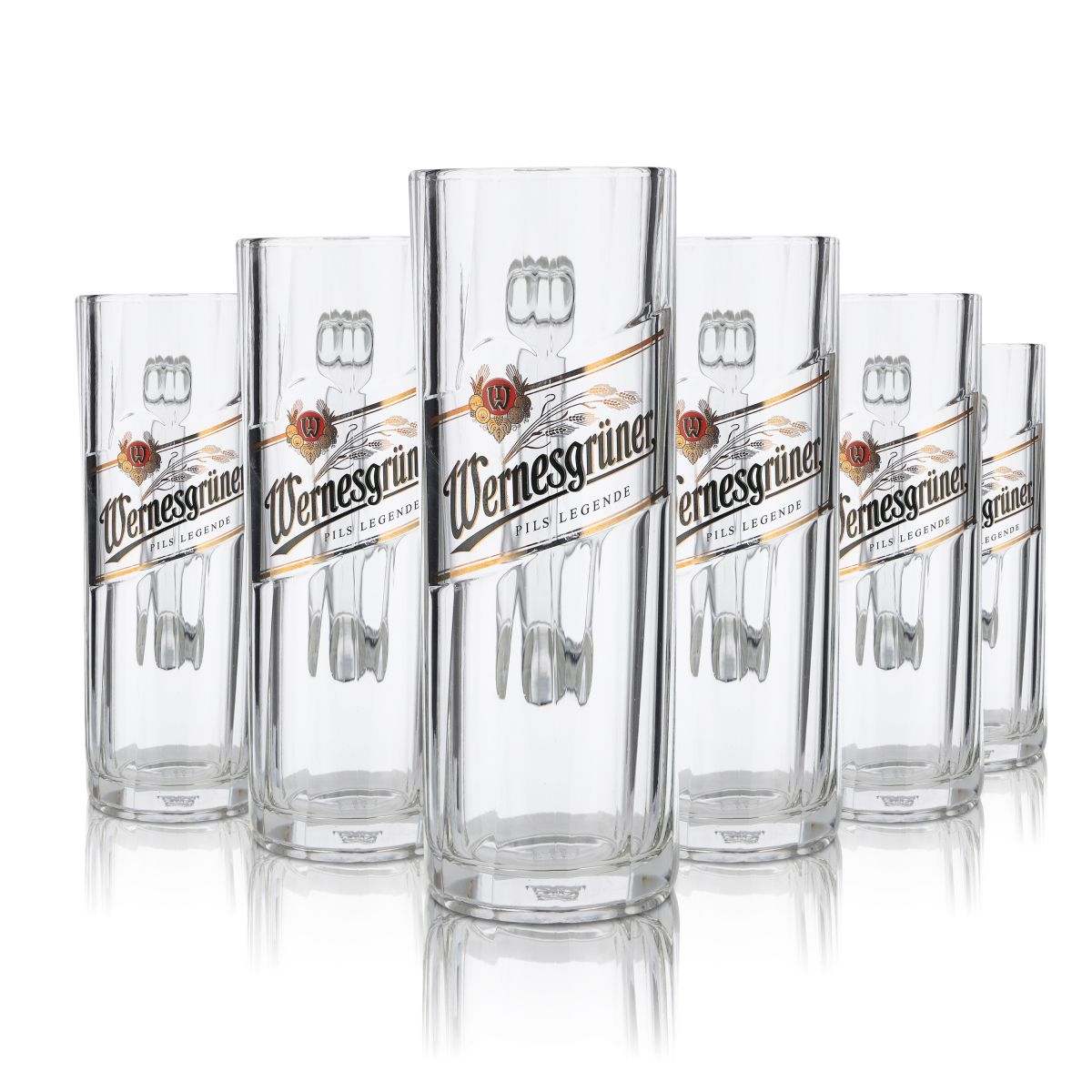 6x szkło Wernesgrüner 0,3 litra kufel do piwa zestaw szklanek browar Pilsener