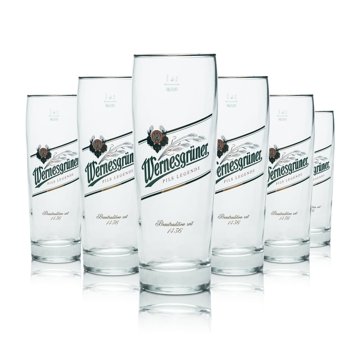 6x Wernesgrüner szklanka 0,4l kufel szklanka puchar browar Pilsener Gastro Geeicht