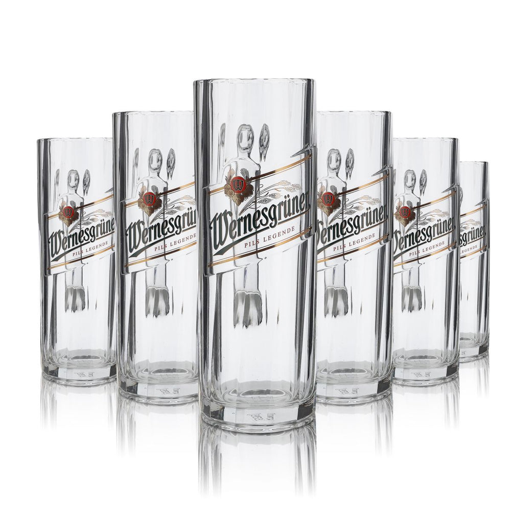 6x szklanka Wernesgrüner 0,4 l kufel do piwa szklanka z uchwytem Pilsener  zestaw szklanek Seidel