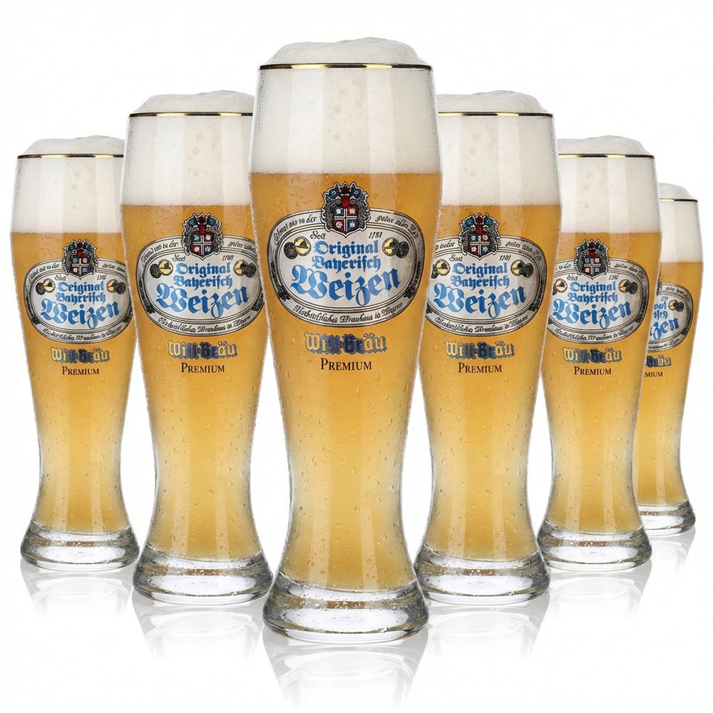 6x Willbräu Szklanka 0,3 l Szklanka do piwa Szklanki do piwa Szklanka do piwa pszenicznego Złota obwódka Rastal