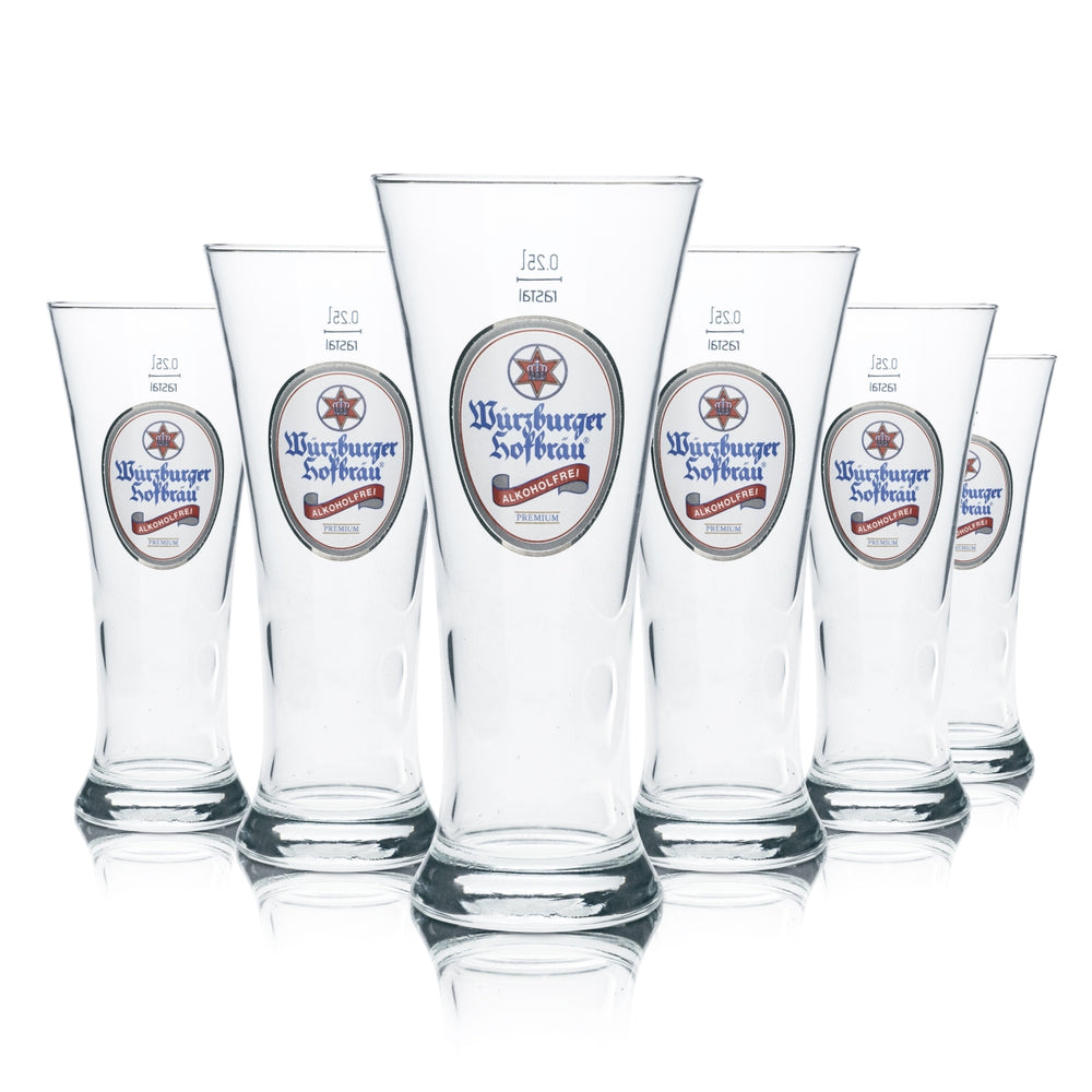 6x Würzburger Hofbräu Kieliszek do piwa 0,25 l Kubek Szklanki bezalkoholowe Gastro Bar