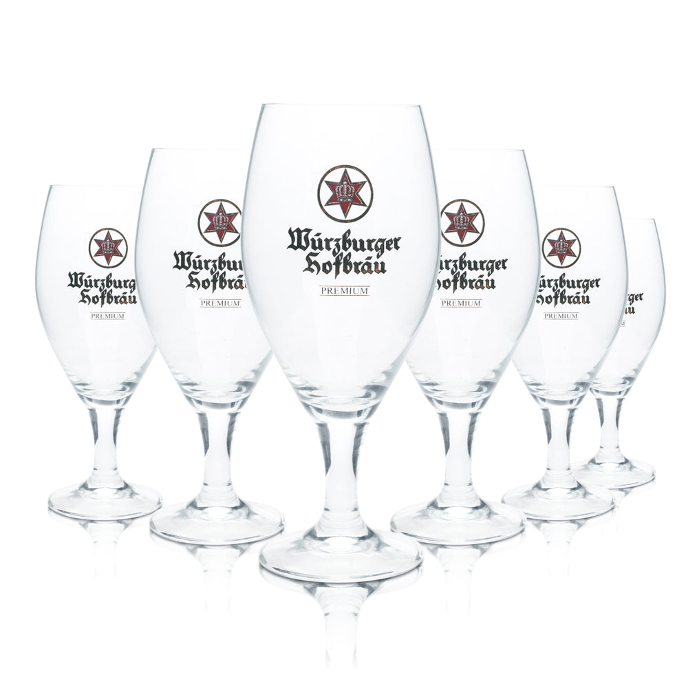 6x Würzburger Hofbräu Beer Glass 0,4 l Pokal Tulip Glasses Gastro Brewery Pils Beer