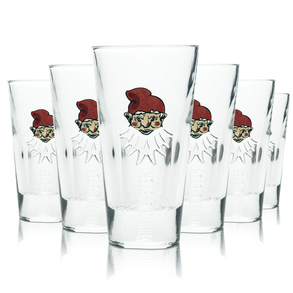 6x Wurzelpeter Herbal Liqueur Glass 4cl Shot Short Stamper Glasses Schnapps DDR Bar