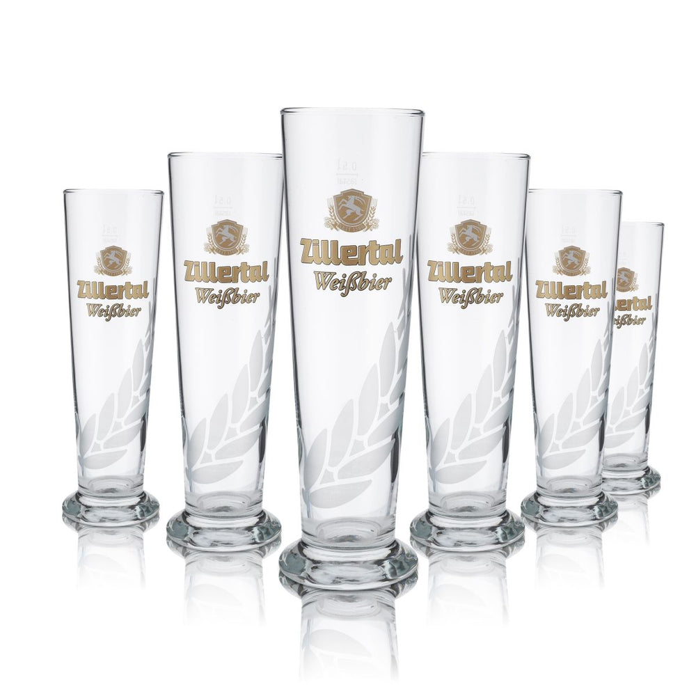 6x Zillertal szkło 0.5l pszeniczne piwo szklane kieliszek szklany zestaw szklanek barowych browar gastro
