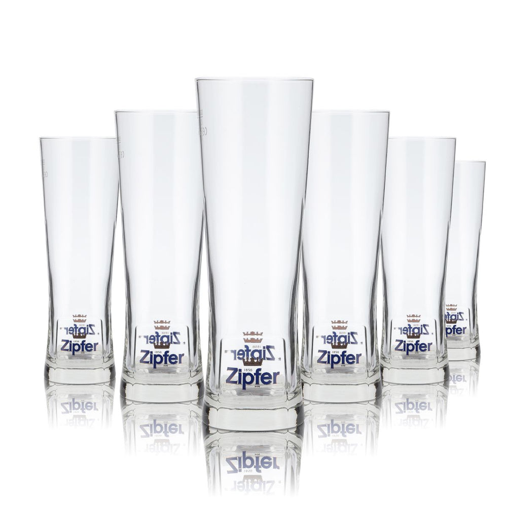 6x Zipfer Glass 0.5l Beer Design Glass Goblet Cellar Zestaw kieliszków do piwa Brewery Gastro