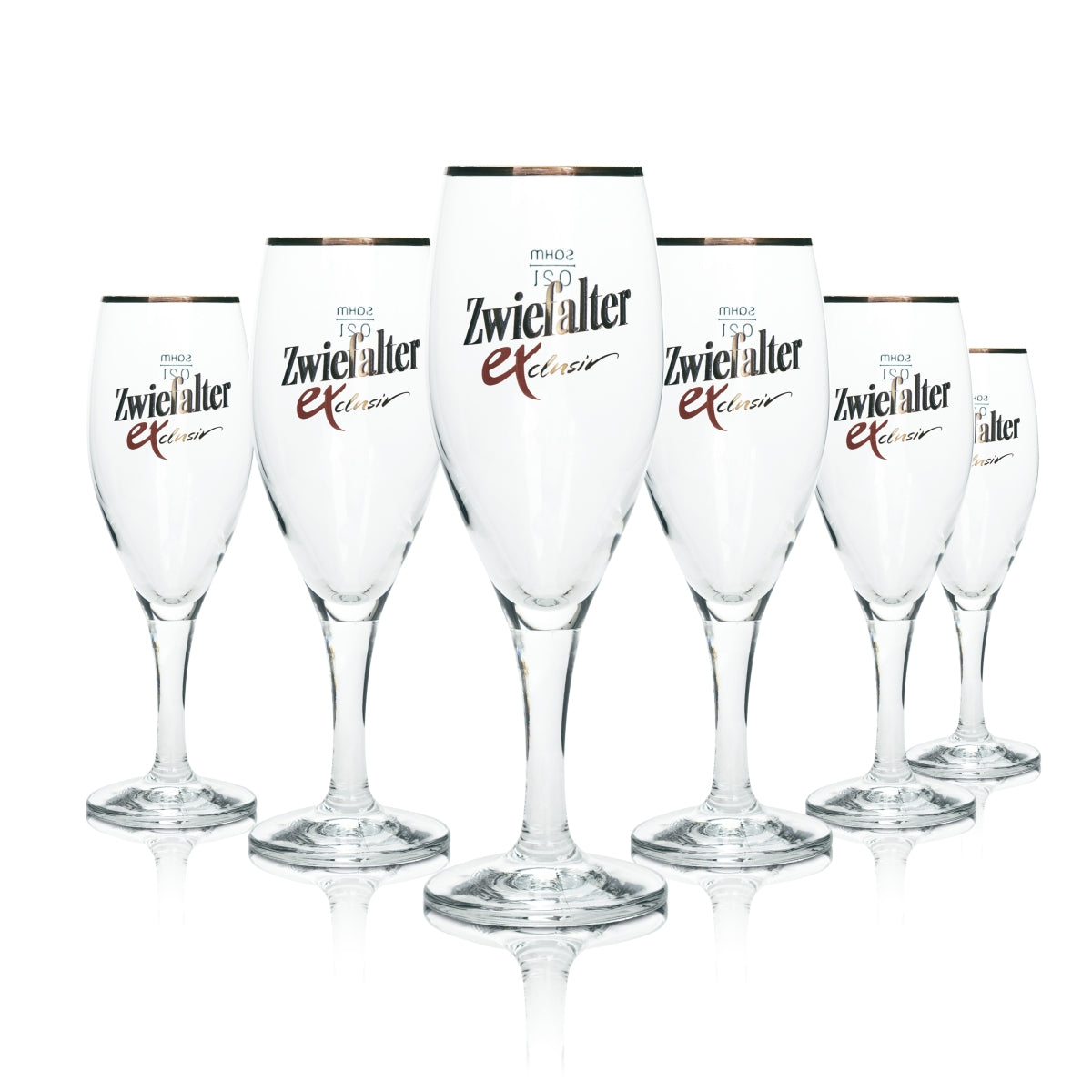 6x Zwiefalter Klosterbräu szklanka do piwa 0,2l goblet złota obręcz Sahm Exclusiv Pils szklanki tulipan