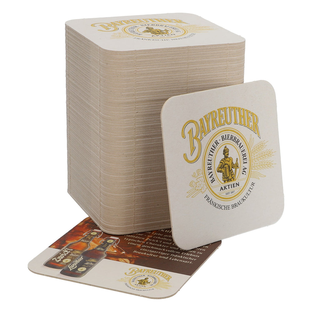 80x podkładki pod piwo Bayreuther Bier „Fränkische Braukultur” (Kultura piwowarska Frankonii) 9,4 x 9,4 cm