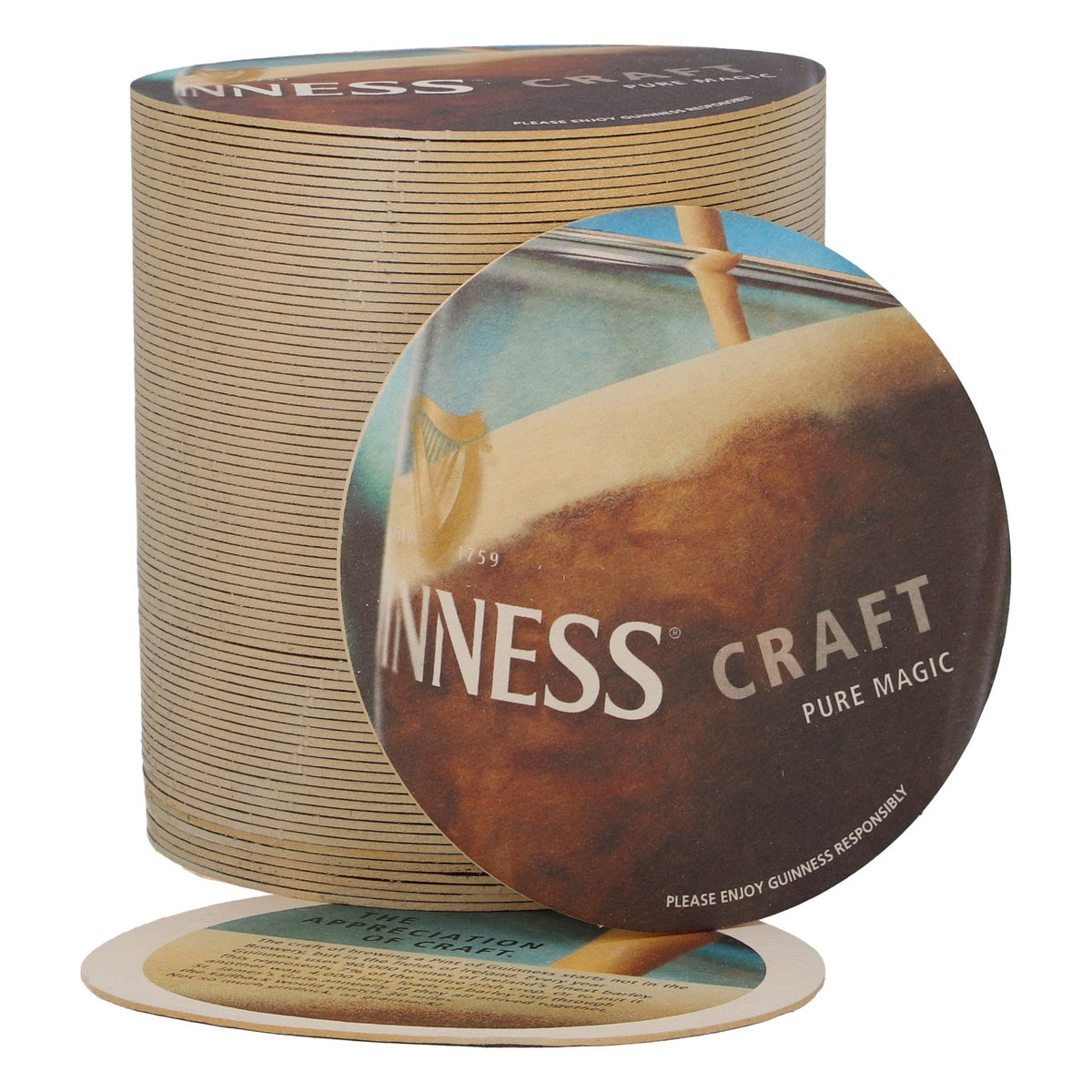 80 podkładek pod piwo Guinness, średnica 10,5 cm, „Craft”
