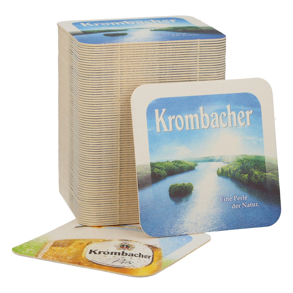 80 sztuk podkładek pod piwo Krombacher, duża szklanka do piwa typu pils – prawdziwa perła natury