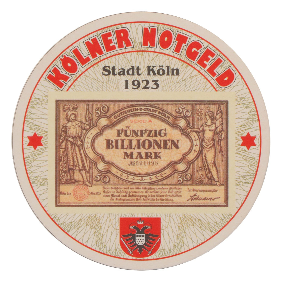 80x Reissdorf Bier Bierdeckel Podkładka pod piwo „Kölner Notgeld” Pięćdziesiąt bilionów marek – Widok 3