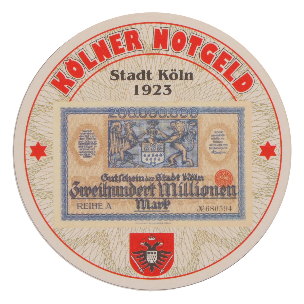 80x Reissdorf Bier Bierdeckel Podkładka pod piwo „Kölner Notgeld” Dwieście milionów marek – Widok 3
