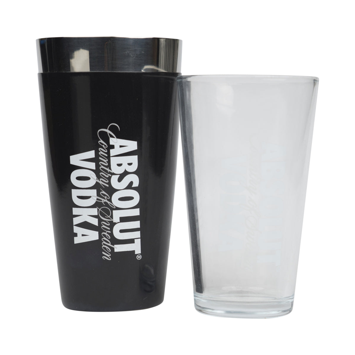Absolut Vodka Boston Shaker czarny szklany mikser koktajlowy barmański gumowany