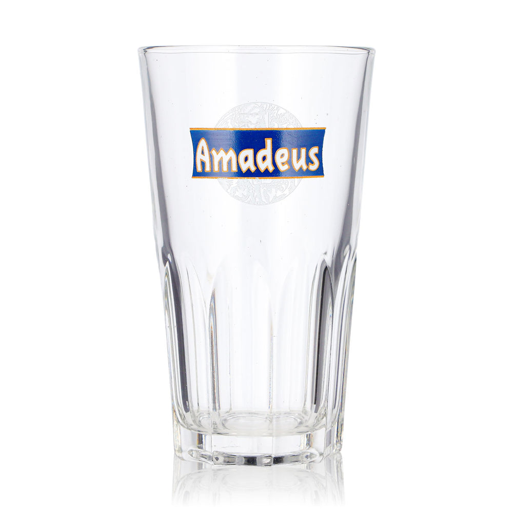 Szklanka do piwa Amadeus 0,25 l, kubek do piwa, niebieskie logo, szklanka do whisky typu Old Fashioned