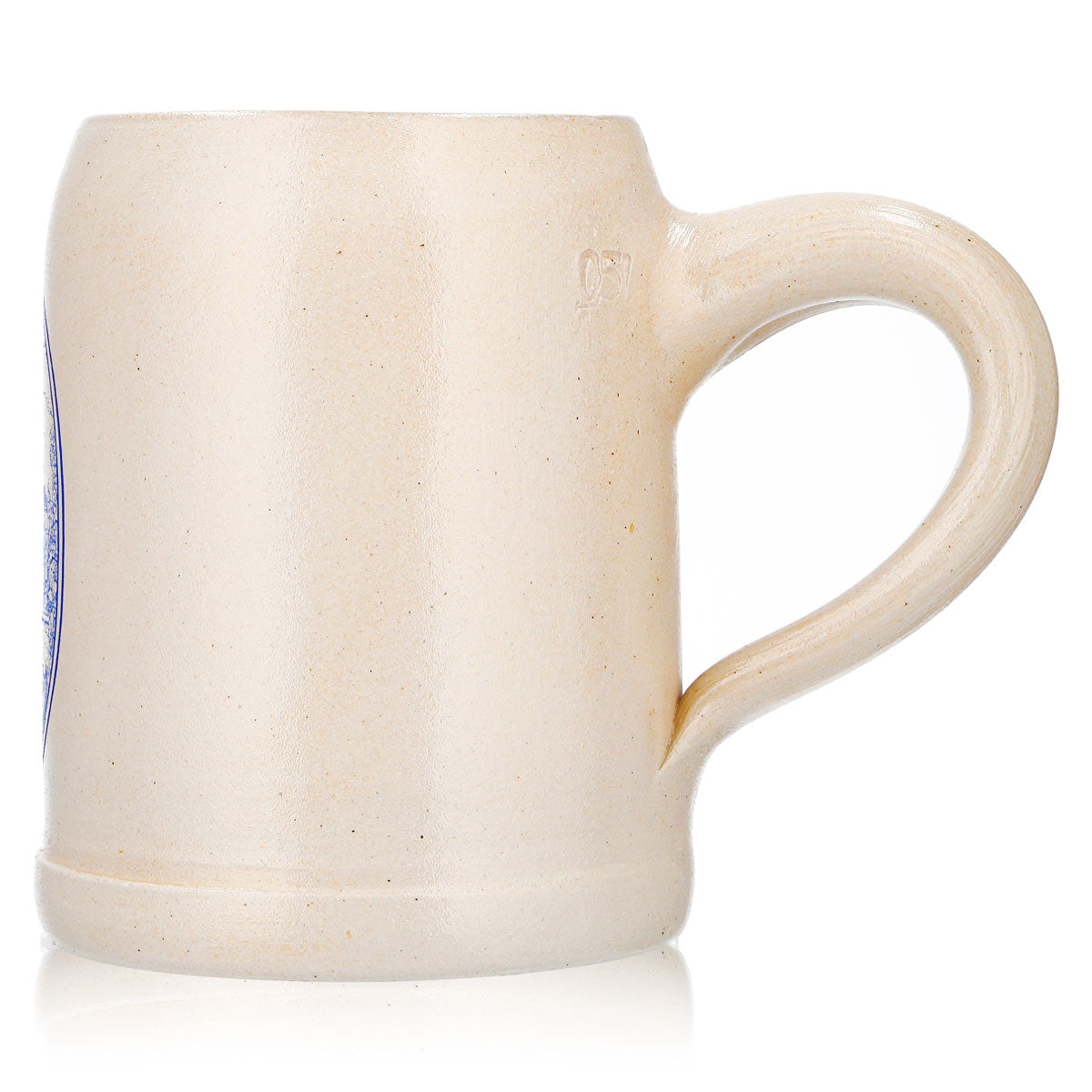 Szklany kufel do piwa Andechs, gliniany dzbanek 0,5 l, niebieskie logo, glina – Widok 6