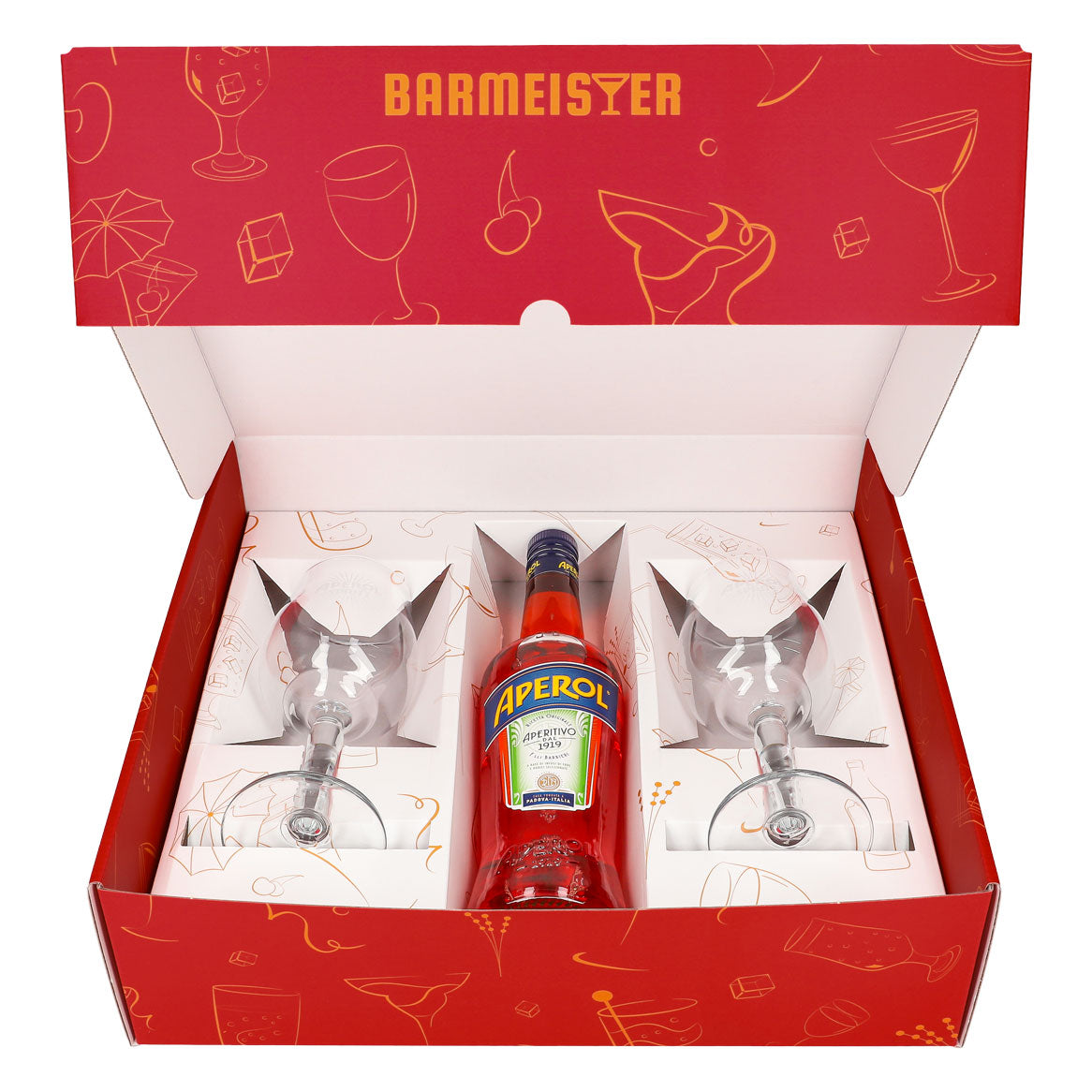 Aperol Spritz Geschenkset 0,7l Flasche 11 % Vol. + Signature Spritz Gläser–Pink – Ansicht 2