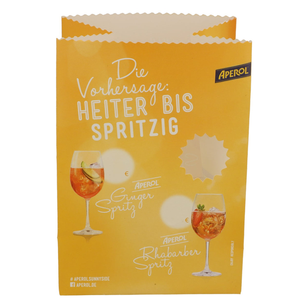Aperol Spritz Likier Papierowa torebka Świecznik do podgrzewaczy Świecznik „Prognoza: pogodnie i rześko” – Widok 3