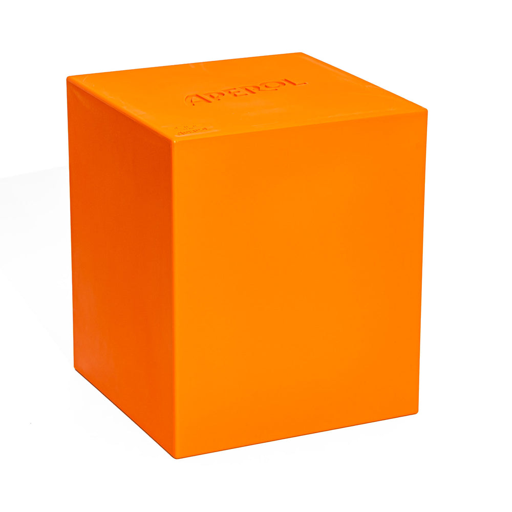 Taboret z motywem likieru Aperol Spritz, wymiary 37,5 x 37,5 x 44,5 cm, skrzynia do siedzenia w stylu Slide Design