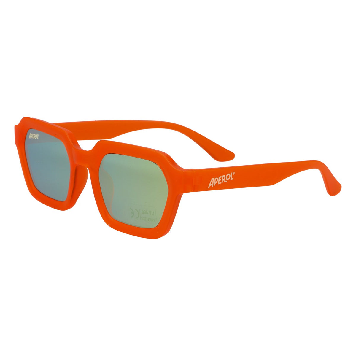 Okulary przeciwsłoneczne w kolorze złotym z lustrzanym wykończeniem z motywem likieru Aperol Spritz – Widok 3