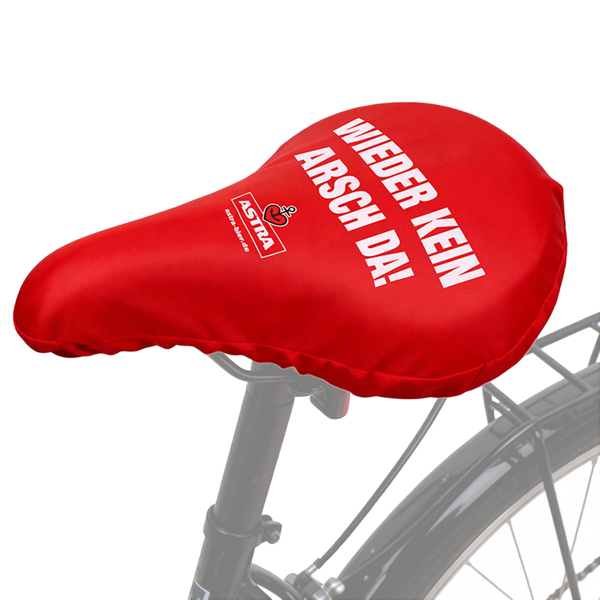 2x Astra Beer Bike Saddle Cover Red Plastic "Wieder kein Arsch da!" NOWOŚĆ Ochraniacz