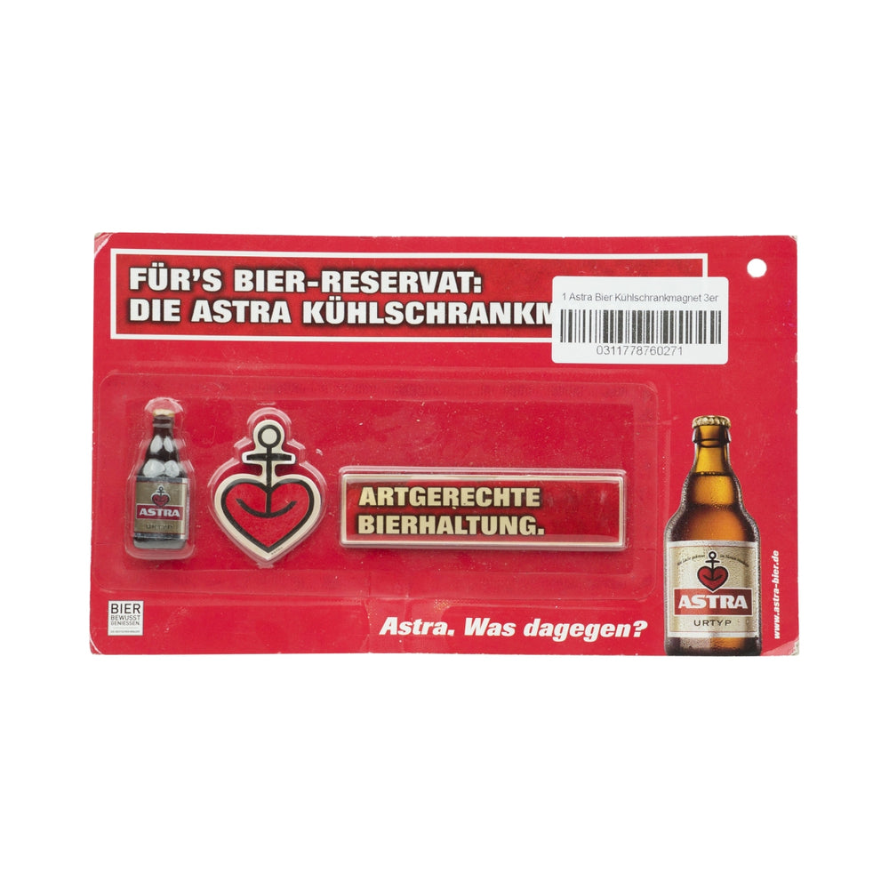Astra zestaw 3 magnesów na lodówkę Artgerechte Bierhaltung kolekcjoner Kiez czerwony