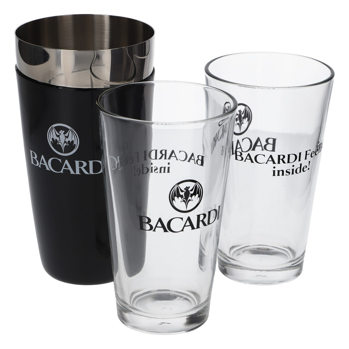 Bacardi Rum Boston Shaker + 2 szklanki do koktajli Mieszadło do drinków Longdrink Bar