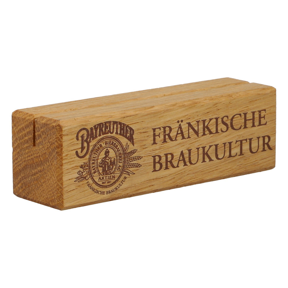 Bayreuther Brauhaus, stojak stołowy Zwickel z prawdziwego drewna „Kultura piwowarska Frankonii” ne