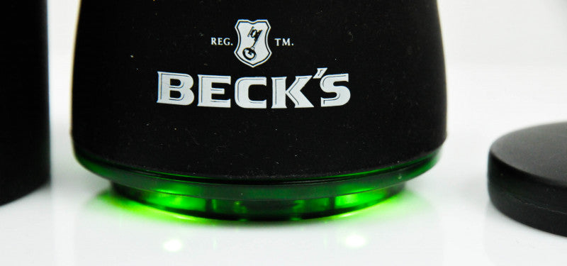 Chłodziarka do butelek Becks z oświetleniem LED, 0,33 l, 0,5 l, Mistrzostwa Świata w Piłce Nożnej FIFA 2018, wkład chłodzący, zielono-czarna – Widok 4