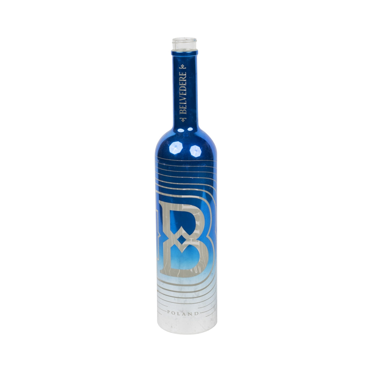 Belvedere Vodka bottle 1,75L EMPTY LED Blue "B" Edition używana lampa rzemieślnicza